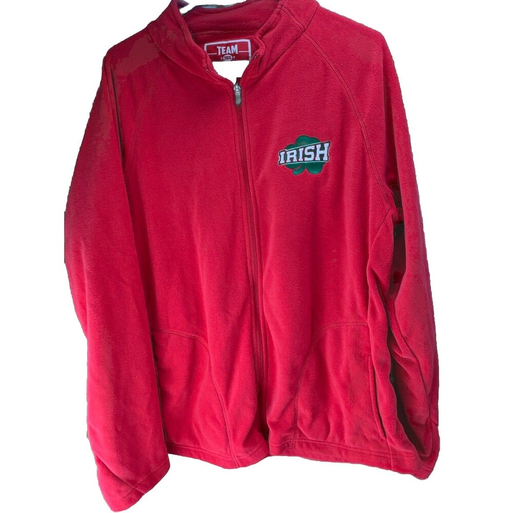 Team 365 Irish Fleece Zip Up Red Men’s XL Unisex Shamrock